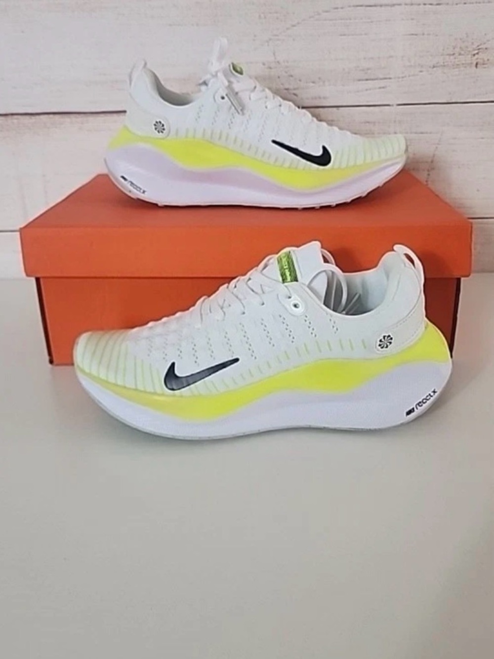 Nike ReactX Infinity Run 4  Women size 9.5 White, Black, Lemon Twist